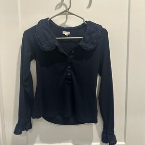 Anthropologie Pilcro Navy Button-Up Top